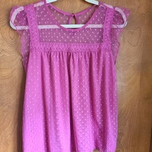 🌟 4/$20 Pink Babydoll Lace Top NWOT - Juniors size L